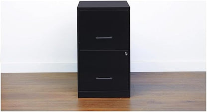 Pemberly Row 2 Drawers 24.5" Vertical Black Metal Filing Cabinet Lockable Pre-Assembled Stationary Letter Size for Home, Office