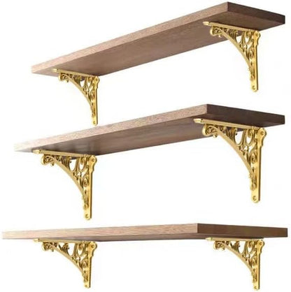 Decorative Shelf Bracket 10 inch, Gold Decorative Brackets for Shelving, Heavy Duty Vintage, DIY Projects, Hardware Included, 4 Pack, 9.84x7x1.73 inch,Baroque Style