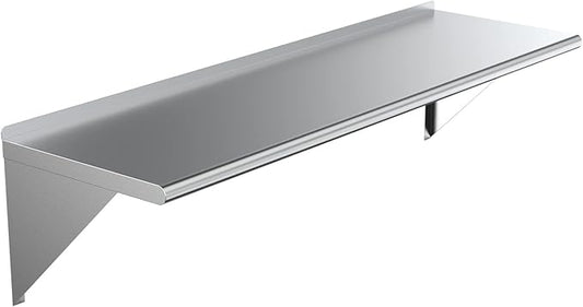 NSF Certified 18 Gauge Heavy Duty Stainless Steel Wall Shelf with Brackets for Kitchens, Utility Rooms, Storage, Offices & Home (60"x12")