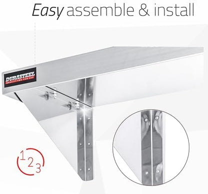 DuraSteel Stainless Steel Shelf - 72 Inch Wide x 12 Deep Commercial NSF Mounted Metal Wall Shelf Pantry Organizer Garage Storage Shelves - Rack Shelving Restaurant Kitchen Units Laundry Utility Room