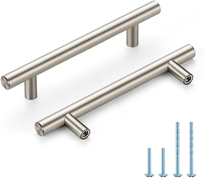 Brushed Nickel Cabinet Handles 4 Inch Hole Spacing Stainless Steel Drawer Pulls for Cabinets, Dresser, Bathroom 45 Pack