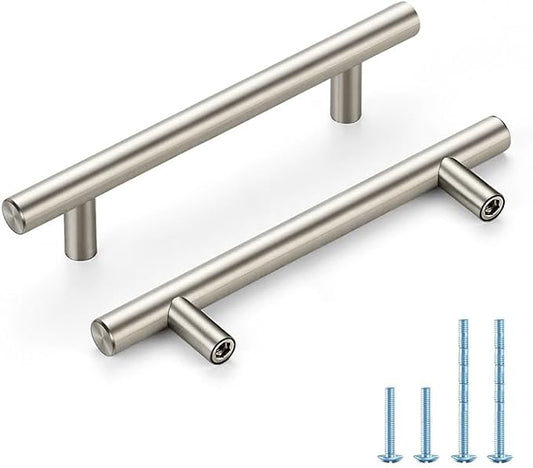 Brushed Nickel Cabinet Handles 4 Inch Hole Spacing Stainless Steel Drawer Pulls for Cabinets, Dresser, Bathroom 45 Pack