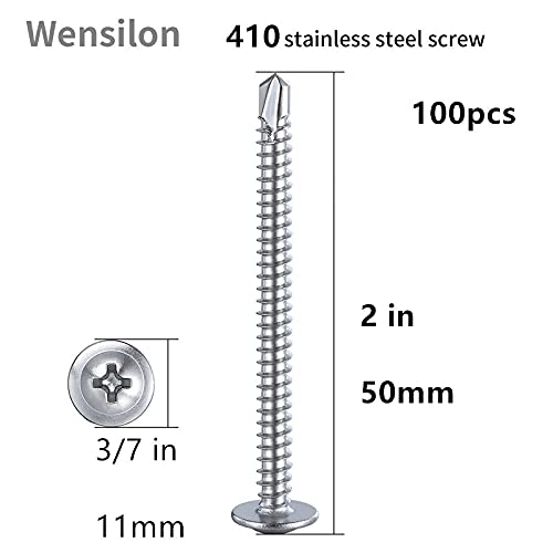 Wensilon（150pcs）#8×1-1/2”for Sheet Metal Self-Tapping Screws 410 Stainless Steel Truss Head High-Strength Quick Tapping Screws