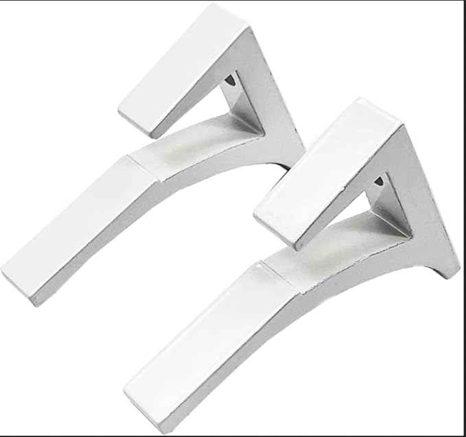Dulles Glass Floating Shelf Brackets, Aluminum Heavy Duty, White, for Glass, Wood, Acrylic Wall Mounted Shelf Support. 2 Pack.