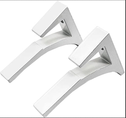 Dulles Glass Floating Shelf Brackets, Aluminum Heavy Duty, White, for Glass, Wood, Acrylic Wall Mounted Shelf Support. 2 Pack.