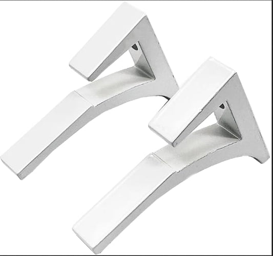 Dulles Glass Floating Shelf Brackets, Aluminum Heavy Duty, White, for Glass, Wood, Acrylic Wall Mounted Shelf Support. 2 Pack.