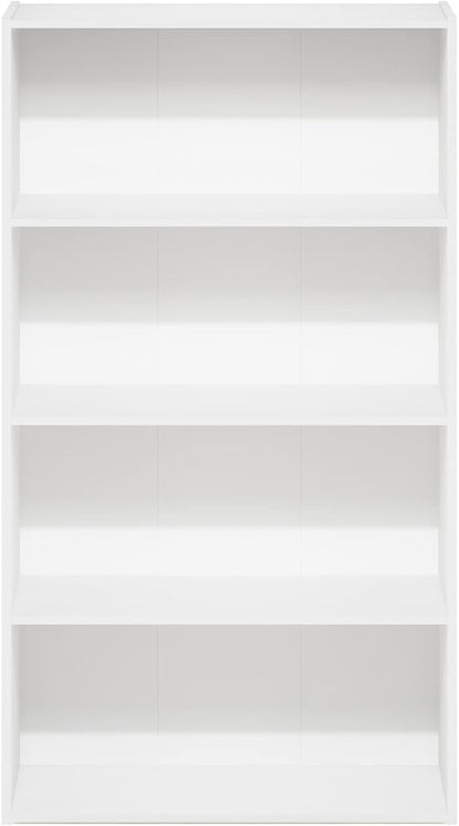 Furinno PASIR Book Shelf, 4-Tier Bookshelf, Bookcase with Open Shelf, 9.4 x 23.6 x 41.7, for Living Room, Bedroom, Home Office, White