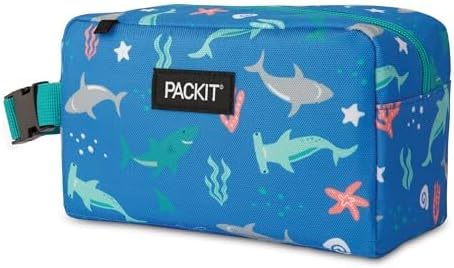 PackIt Freezable Snack Box, Sea Shark, Built with EcoFreeze Technology, Collapsible, Reusable, Zip Closure with Buckle Handle, Designed For Work Snacks, Fresh Snacks On the Go, Adults, and All Ages