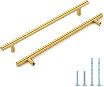 Brushed Brass Cabinet Handles 8-3/4 Inch Hole Spacing Stainless Steel Drawer Pulls for Cabinets, Dresser, Bathroom 45 Pack