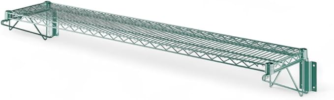 14" x 60" Green Wall-Mounted Wire Shelf with Epoxy Coating, Heavy-Duty Steel Storage Rack, NSF Certified, Easy Installation, Open Wire Design for Kitchen, Garage, or Utility Storage