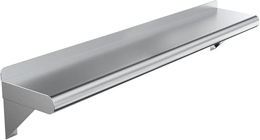 NSF Certified 18 Gauge Heavy Duty Stainless Steel Wall Shelf with Brackets for Kitchens, Utility Rooms, Storage, Offices & Home (36"x6")