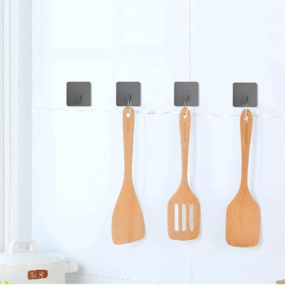 FOTYRIG Adhesive Towel Hooks Stick on Towel Hanger Wall Hooks Waterproof Stainless Steel Sticky Hooks for Hanging Bathroom Kitchen Home Grey -4 Packs