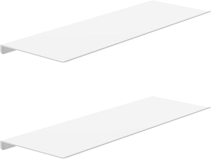 MKO 16" Floating Shelves for Wall, Metal Wall Mounted Shelf for Bathroom, Bedroom, Living Room, Kitchen, Hanging Shelves for Books/Storage/Room Decor 2 Packs, White