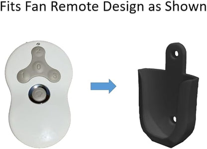 Wall Mount Bracket Remote Holder for Hunter 99122, 99123, RAN003, K047402 and Similar Remote Control Transmitters - Easy Installation, Sleek White Design (Black)