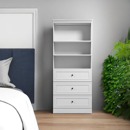 Bestar Versatile Closet Organizer with Drawers, 36-inch White for Bedroom, Bathroom, Pantry, Mudroom, or Entryway
