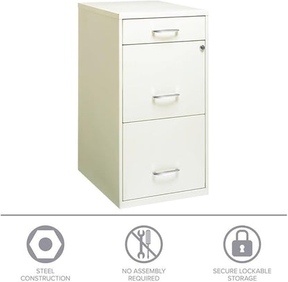 Scranton & Co Set of 2 18" D 3-Drawer Metal Filing Cabinet with Pencil Drawer