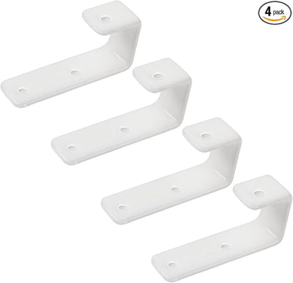 4 Pack Bunk Bed Ladder Hook, Inside 1" Kids Bunk Bed Replacement Hardware, White PVC Metal Loft Bed Ladder Hooks, Camper/Rv Bunk Ladder J Brackets with 2 Size Screws (4 Pcak, White)