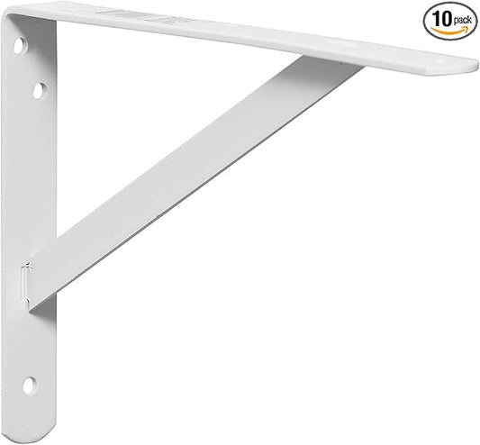 Decko Products 49143-10 Heavy-Duty Shelf Bracket, 10.5-Inch X 7.5-Inch, White, 10-Pack