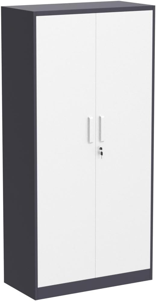 Metal Garage Storage Cabinet, 71-inch Tall Cabinet with Adjustable Shelves & Locking Doors, Tool Cabinets for Garage,Office,Home,School,Gym (Grey White)