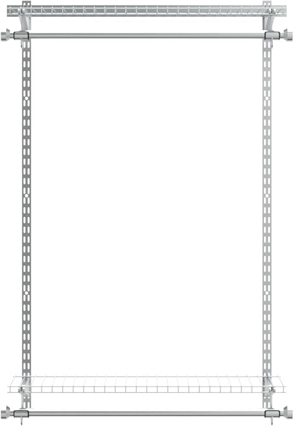 Rubbermaid Configurations Closet Shelves & Hanging Kit (2) 26" Shelves Titanium Custom Pantry Organizer and Storage/Clothes Rack for Home/Laundry/Bathroom/Mudroom/Pantry/Linen Closet