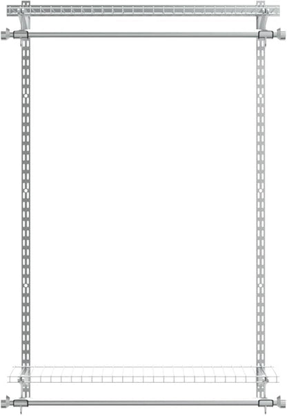 Rubbermaid Configurations Closet Shelves & Hanging Kit (2) 26" Shelves Titanium Custom Pantry Organizer and Storage/Clothes Rack for Home/Laundry/Bathroom/Mudroom/Pantry/Linen Closet