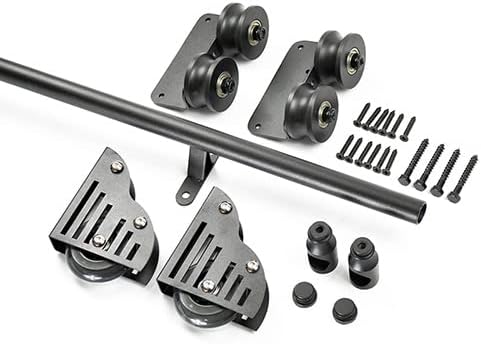 DIYHD 20FT Rolling Ladder Hardware Sliding Rail,Top Roller,Floor Wheel with Brake