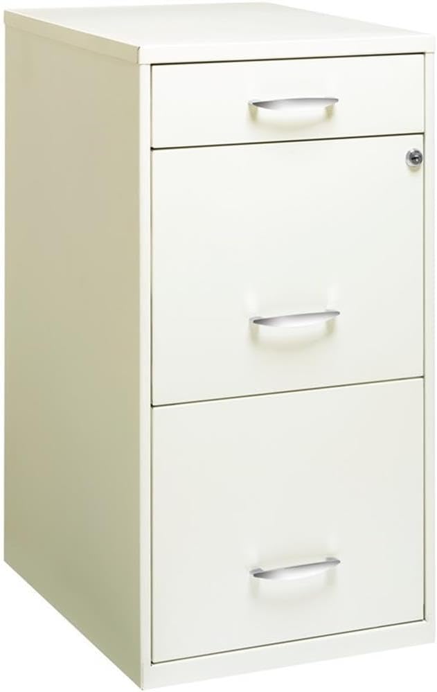 Pemberly Row Set of 18 3-Drawer File Cabinet with Pencil-Drawer in Pearl White