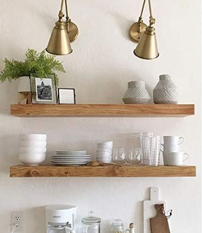 Floating Shelf Bracket 2 Pack - 43” Hidden Shelf Brackets, 150 LB Weight Capacity, Supports Wall Mounted Floating Shelves of Any Length, 3/4 Inch Industrial Solid Steel Support Rods Walnut Wood Works