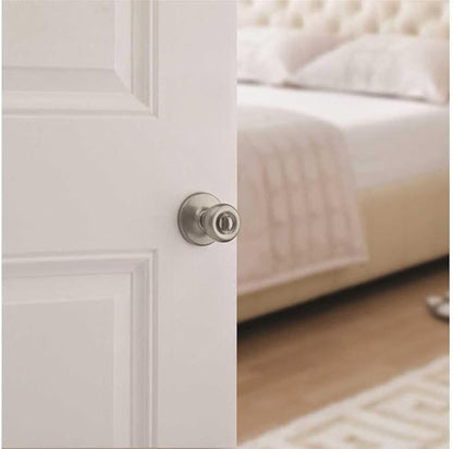 Kwikset Tylo Interior Privacy Door Knob with Lock, Door Handle For Bathroom and Bedroom, Satin Nickel Keyless Turn Lock Doorknob, with Microban Protection