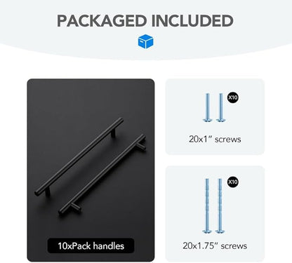 Black Cabinet Handles 8-3/4 Inch Hole Spacing Stainless Steel Drawer Pulls for Cabinets, Dresser, Bathroom 10 Pack