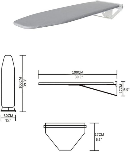 39"x12" Wall-Mounted Ironing Board Foldable Clothes Ironing Table Pull-Out Stow Away Ironing Board Retractable Small Ironing Board Ironing Storage Station Door Hanging Laundry for Home Apartment