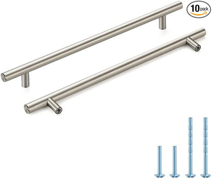 Brushed Nickel Cabinet Handles 8-3/4 Inch Hole Spacing Stainless Steel Drawer Pulls for Cabinets, Dresser, Bathroom 10 Pack