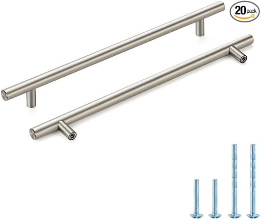 Brushed Nickel Cabinet Handles 8-3/4 Inch Hole Spacing Stainless Steel Drawer Pulls for Cabinets, Dresser, Bathroom 20 Pack