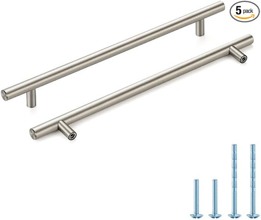 Brushed Nickel Cabinet Handles 8-3/4 Inch Hole Spacing Stainless Steel Drawer Pulls for Cabinets, Dresser, Bathroom 5 Pack