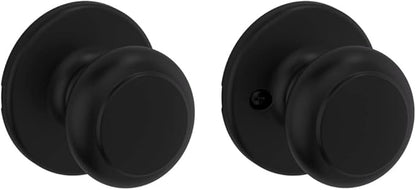 Kwikset Cove Interior Passage Door Knob, Handle for Closet and Hallway Doors, Non-Locking Doorknob, Matte Black (Pack of 4)