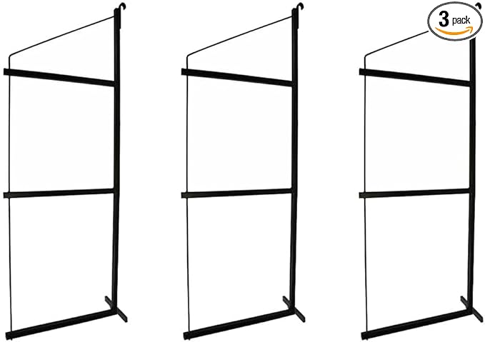 Mytee Products 3 Pack of 3 Tier Shipping Container Shelving Bracket with 18"(D) x 60"(H) - Black Powder Coated Steel Shelf Brackets for Heavy Duty Trailer Containers - Easy to Assemble & Remove