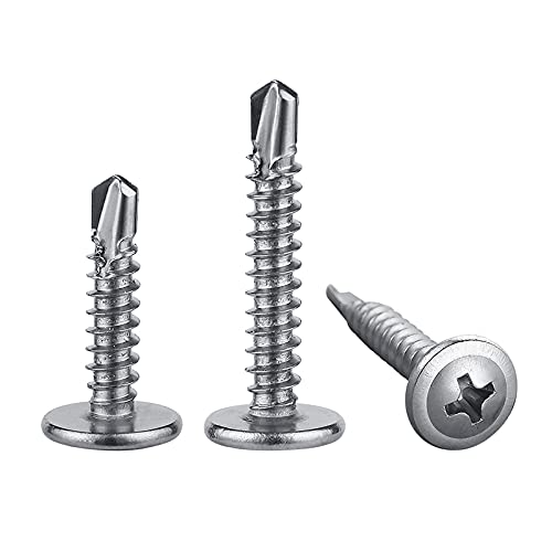 Wensilon（150pcs）#8×1-1/2”for Sheet Metal Self-Tapping Screws 410 Stainless Steel Truss Head High-Strength Quick Tapping Screws