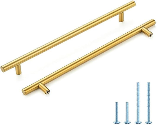 Brushed Brass Cabinet Handles 10 Inch Hole Spacing Stainless Steel Drawer Pulls for Cabinets, Dresser, Bathroom 45 Pack