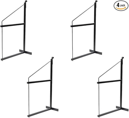 Mytee Products 4 Pack 2 Tier Shipping Container Shelving Bracket with Hooks - 19-3/4"x34, 550 lbs WLL - Black Powder Coated Steel for Heavy Duty Trailer Containers - Easy to Assemble & Remove