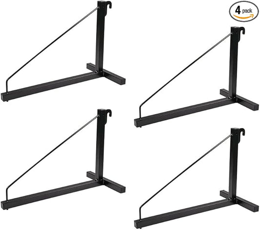 Mytee Products 4 Pack 1 Tier Shipping Container Shelving Bracket with Hooks - 16"x18", 550 lbs WLL - Black Powder Coated Steel for Heavy Duty Trailer Containers - Easy to Assemble & Remove