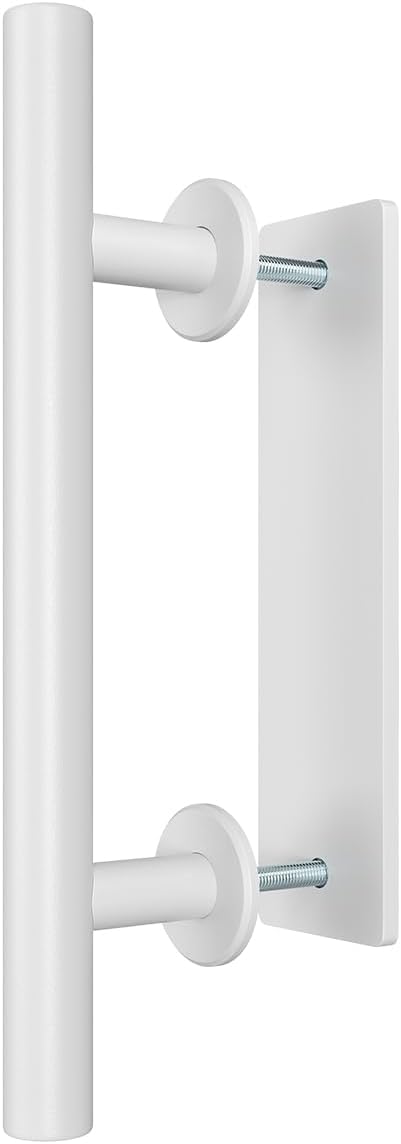 SMARTSTANDARD 12" Barn Door Handles,Sliding Barn Door Pull Handle White Heavy Duty Large Rustic Two-Side Design for Gates Garages Sheds Furniture Solid Steel Material Round