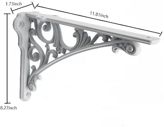 Decorative Shelf Bracket 10 inch, White Brackets for Shelving, Heavy Duty Vintage, DIY Projects, Hardware Included, 2 Pack, 9.84x7x1.73 inch,Baroque Style