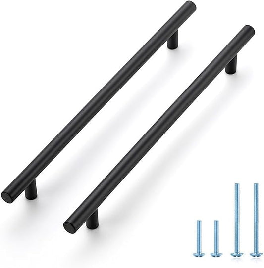 45 Pack 11-3/10 Inch Cabinet Pulls Kitchen Cabinet Handles with 8-3/4 Inch Hole Center Matte Black Cabinet Hardware Stainless Steel Kitchen Drawer Pulls for Cabinets Cupboard, 224mm Hole Centers