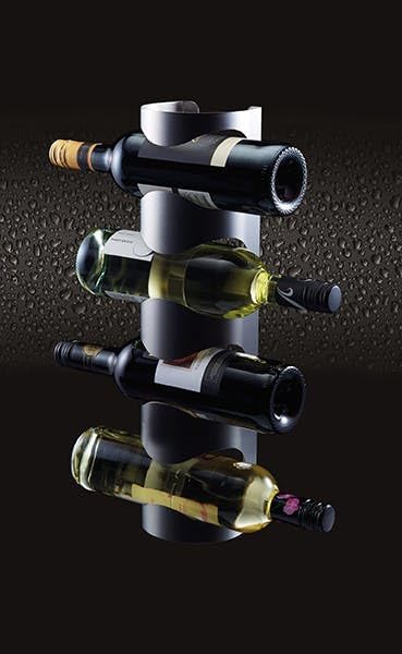 BarCraft Wall Wine Rack, Stainless Steel, 4 Bottle Holder, Silver