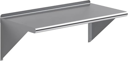 NSF Certified 18 Gauge Heavy Duty Stainless Steel Wall Shelf with Brackets for Kitchens, Utility Rooms, Storage, Offices & Home (36"x18")