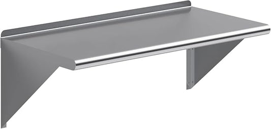 NSF Certified 18 Gauge Heavy Duty Stainless Steel Wall Shelf with Brackets for Kitchens, Utility Rooms, Storage, Offices & Home (36"x18")