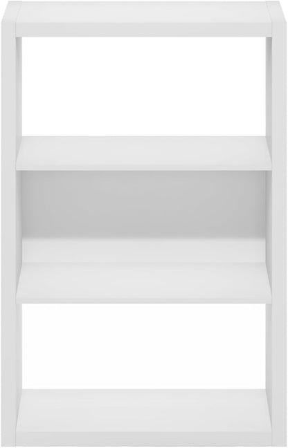 Furinno Viola Book Shelf, 3-Tier Bookshelf, Extra Thick Frame Bookcase with Open Shelf, Open Back Design, 11.3" x 23.2" x 35.9", for Living Room, Bedroom, Home Office, White