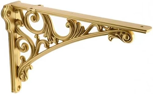 Decorative Shelf Bracket 6 inch, Gold Decorative Brackets for Shelving, Heavy Duty Vintage, DIY Projects, Hardware Included, 4 Pack, 5.9x4.17x1.73 inch,Baroque Style