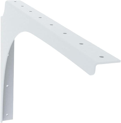 Iron Supports Universal Heavy-Duty Commercial Bracket - Industrial Support Brackets - Steel Mounting Bracket for Shelves, Vanities, Buffets, Desks (White - 18" Deep x 12" High, Left Hand)
