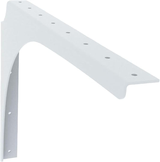 Iron Supports Universal Heavy-Duty Commercial Bracket - Industrial Support Brackets - Steel Mounting Bracket for Shelves, Vanities, Buffets, Desks (White - 18" Deep x 12" High, Left Hand)